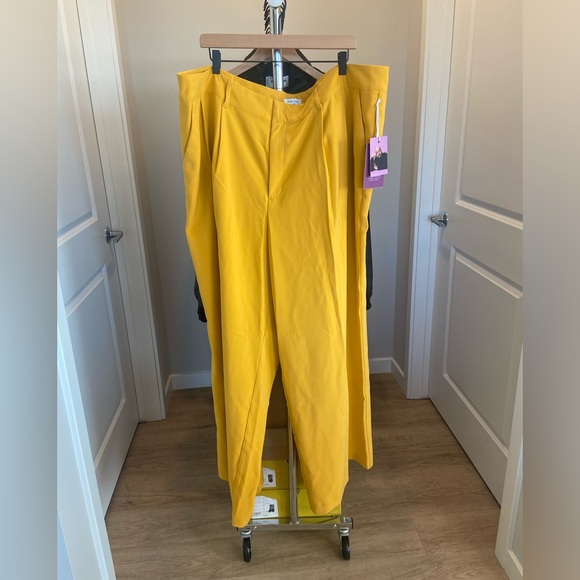 2X 🔖 SERGIO HUDSON x Target Yellow High-Waist Wide Leg Tailored Trousers - Picture 5 of 11